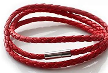 Braided Red Leather Rope Chain Bracelet Necklace 23 3/4 Inches Size 16 Unisex