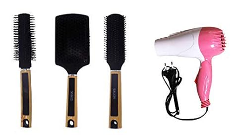 Buy Majik 3 Hair Brushes Set With Blow Dryer For Dry Wet Hairs