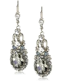 "Pewter" Double Loop Crystal Stardust Drop Earrings