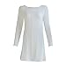 Franterd Women's Plain A Line Cable Long Sleeve Knit Sweater Mini Dress (S, White)