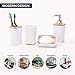 KRALIX Adina 4-Piece Bathroom Accessory Set, Includes Lotion Soap Dispenser, Soap Dish, Tumbler and Toothbrush Holder, White with Bamboo