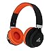 ARTIX BT5 Bluetooth Headphones On-Ear Wireless Earphones, Lightweight, Foldable, Adjustable Headset w/Built In Microphone, 3.5mm Cable for Wired Use For Work, Travel, Kids Teen Adult Black/Orange