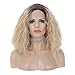 Pinkshow Ombre Blonde Lace Front Wig Bob Curly Golden Hair Wig Dark Root Heat Resistant Hair for Fashion Women Shoulder Length 14 Inch Wig