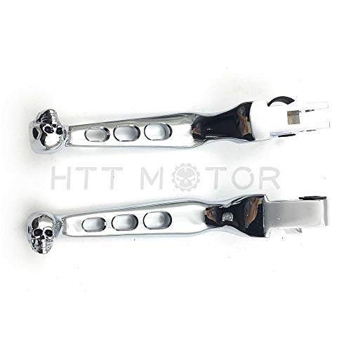 image for HTT Motorcycle Chrome CNC Aluminum Black Brake Clutch Skull Zombie Lev