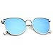 zeroUV - Metal Frame Arrow Temples Cateye Sunglasses For Women With Colored Mirror Flat Lens 58mm (Silver/Blue Mirror)