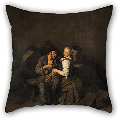 Oil Painting Cornelis Bega - Young Couple In A Tavern Cushion Covers 20 X 20 Inches / 50 By 50 Cm Gift Or Decor For Couch Relatives Club Living Room Kitchen Wife - Two Sides