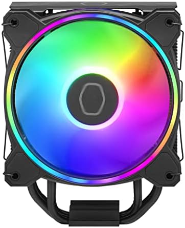 Cooler Master Hyper 212 Halo CPU Sink - Black Aluminum Finish, 4 Heat Continuous Direct Contact Pipes with Fins, MF120 Halo2 ARGB Fan, ARGB Detects, LGA1700 and AM5 Support - Black