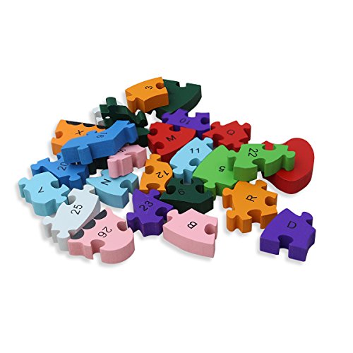 Wooden Blocks Jigsaw Puzzles丨SAFE, ECO-FRIENDLY, TWO SIDES - English Letter & Numbers Puzzles丨Good Preschool Educational Toys For Toddlers Kids Boys Girls,Christmas Gift Toys - M&H (Dinosaur)