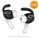 Delidigi 2 Pairs AirPods Pro Ear Hooks Anti-Slip Silicone Covers Accessories [One Size fits All] Compatiable with Apple AirPods Pro 2019 (Black)