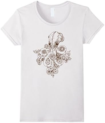 Womens Steampunk Octopus Shirt Large White