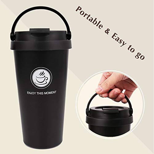 Coffee Travel Mug, Yeslike 17oz Stainless Steel Vacuum Insulated Tumbler with Lid, Coffee Cup Flask for Hot & Cold Drinks - Thumbnail 5