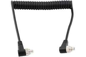 PC to PC Flash Sync Cable Cord Male to Male M-M Speedlight Flash Trigger Connect Spring Coiled Wire Cord with Screw Lock Comp