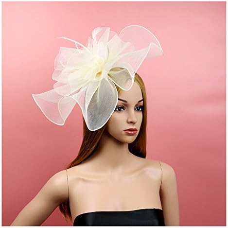 Fascinator Hat Flower Feather Net Mesh Veil Kentucky Derby Tea Party Wedding Hat with Clip and Hairband for Women