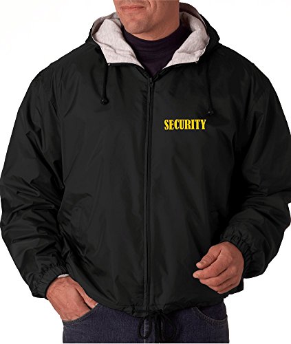 Security Black Hooded Jacket Windbreaker Fleece-Lined for Events Staff Bouncer Police (Large) - Thumbnail 5