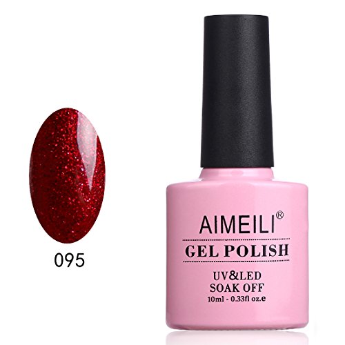 AIMEILI Soak Off UV LED Gel Nail Polish - Heart Break Red (095) 10ml