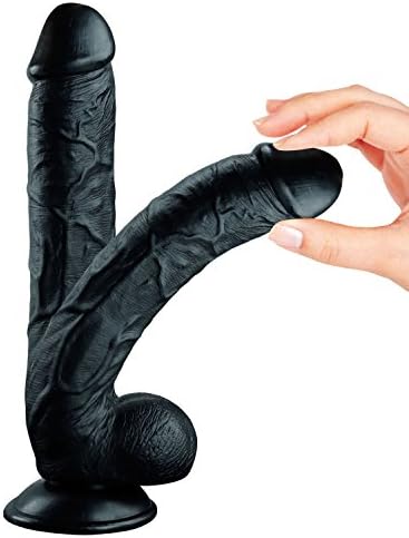Realistic 11 Inch Massager Lifelike Silicone with Suction Cup for Women and Men (Black)