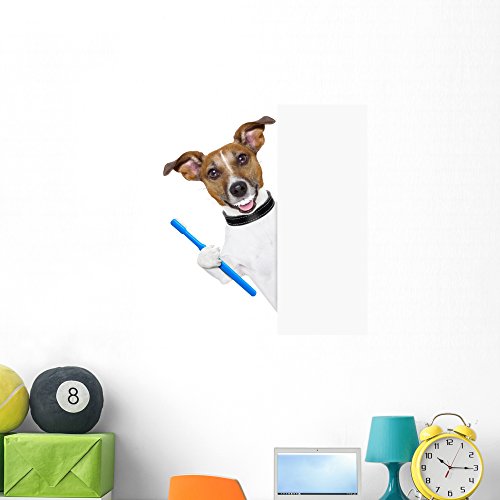 Wallmonkeys Perfect Smile Toothbrush Dog Wall Decal Peel and Stick Business Graphics (48 in H x 48 in W) WM62177