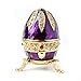 Apropos Hand-Painted Mini Faberge Egg with Rich Enamel and Sparkling Rhinestones Jewelry Trinket Box (Purple)