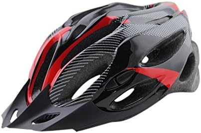 XHSPORT Mountain MTB Bicycle Cycling Helmet with Sun Shield 21 Holes for 56-62cm Head Girth (Red + Black)