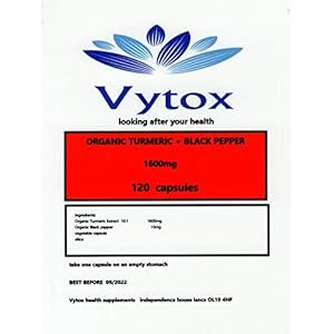Organic Turmeric (Circumin) & Black Pepper 1600mg 120 Capsules Anit-Inflammatory. 4 Months Supply. by Vytox