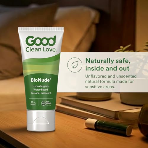 Good Clean Love BioNude Ultra Sensitive Personal Lubricant, Hypoallergenic Unscented & Unflavored Water-Based Lube, Safe for Adult Toys & Condoms, Intimate Wellness Gel for Men & Women, 3 Oz