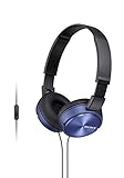 Sony Foldable Headphones with Smartphone Mic and Control - Metallic Blue