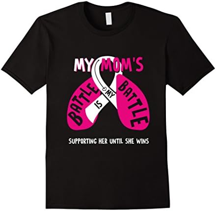 Men's My Mom's Battle Lung Cancer Support Love Awareness Tee Shirt XL Black