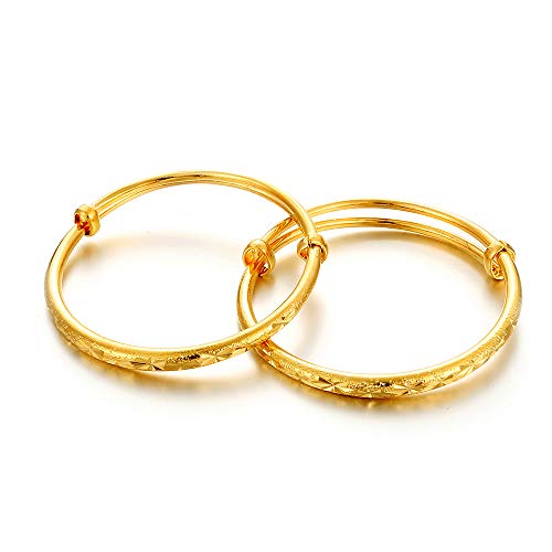 Ethlyn 2pcs/lot 18K Gold Plated Stars Kids Lucky Bangles &bracelets Birthday Christmas Gifts for baby boys and girls
