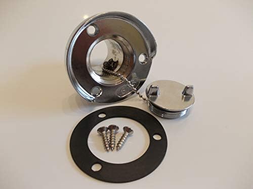 Odyssey Offshore Chrome Plated Zamak Deck Fuel Filler - With Gasket & Fitting Kit - Screw Top with chain retainer - Excellent corrosion resistance.