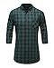 Emiqude Men's 100% Cotton Slim Fit Long Sleeve Button Down Plaid Dress Shirt