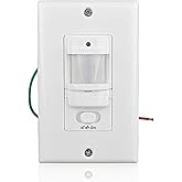 Sensky BS033C 110v Motion Sensor Light Switch, 180 Degree View Occupancy Sensor Switch, Wall Sensor Switch Light Sensor,Single Pole (Neutral Wire Required), White