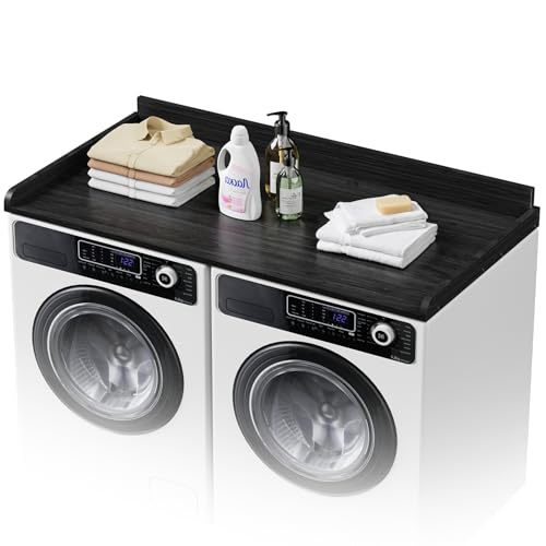 COOLBEBE Washer Dryer Countertop, Wood Washer Dryer Topper with Edge, Washer and Dryer Covers for The Top for Laundry Room Organization, 54