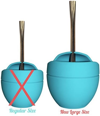 Extra Large Yerba Mate Silicone Gourd and Bombilla Combo (14 Oz. Gourd) (Sky Blue) by Yerba Supply