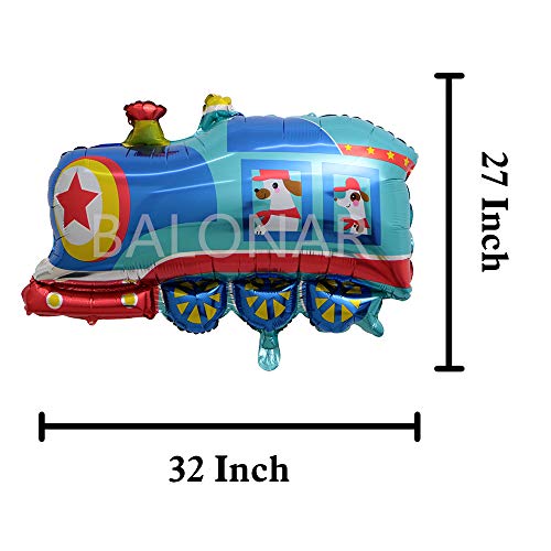 BALONAR 7PCS Train Ambulance Police Car School Bus Fire Truck Tank Foil Balloons Vehicles Balloons for Child Birthday Party Supplies Cute Baby Shower Decorations