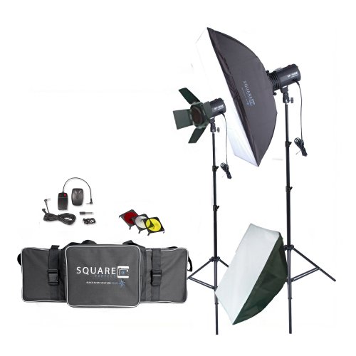 Square Perfect 1002 Sp160 Variable Power Professional Studio Flash Set Photography Studio Kit with Photo Lighting Strobes Stands