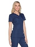 Cherokee Workwear Originals Women's Knit V-Neck Solid Scrub Top Small Navy