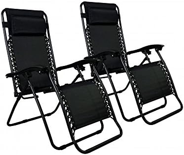 New Zero Gravity Chairs Case Of 2 Lounge Patio Chairs Outdoor Yard Beach O62/Black