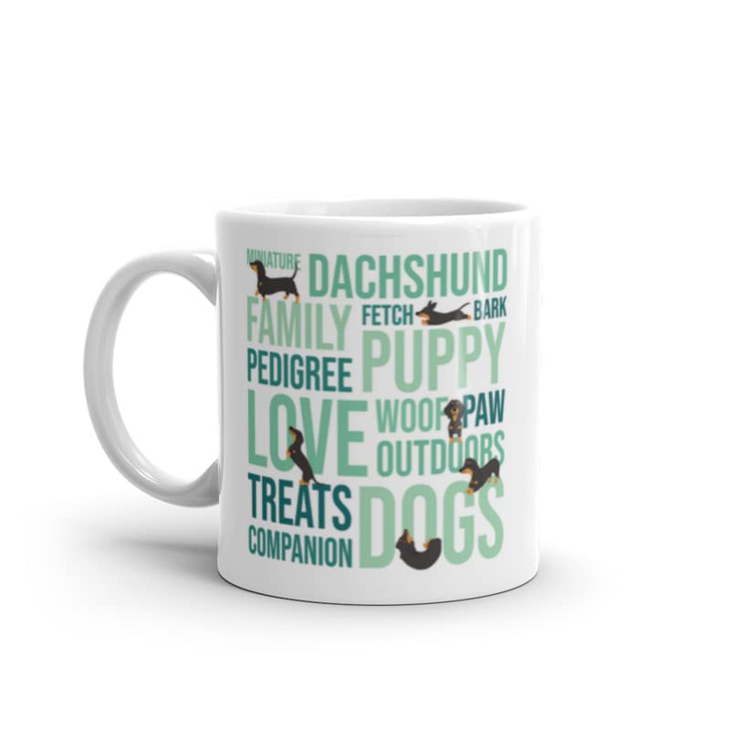 DV DESIGN 1 x Dachshund Mug - Sausage Dog Pet Animal Puppy Kids Men Women Words Breed Drinks Thoughts Coffee Tea Ceramic Gift #78712