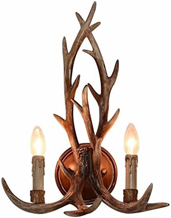 EFFORTINC Resin Antler Wall Sconce 2 Light 14.5" Diameter X 18.9" Tall with (Bulbs Not Included)