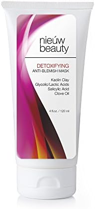 DETOXIFYING ANTI-BLEMISH MASK by nieuw beauty. Acne and Anti-Blemish face and body Mask for Women, Men and Teens. Natural Kaolin Clay, Salicylic, Gylcolic & Latic Acids, and Tamanu Oil (4.0 oz)