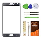 For Samsung Galaxy Note Edge Front Outer Screen Lens Glass Replacement,CrazyFire Glass Lens Replacement Repair Kit for Samsung Galaxy Note Edge N915A N915G N915P N915T N915V(Black)