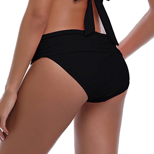 SHEKINI Women's Swimsuit Hipster Bikini Bottoms Full Coverage Ruched