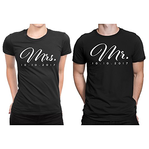 P Lab Mr. Mrs. Elegant Wedding, Newlywed Matching Couple Shirt Set Men X-Large - Ladies X-Large