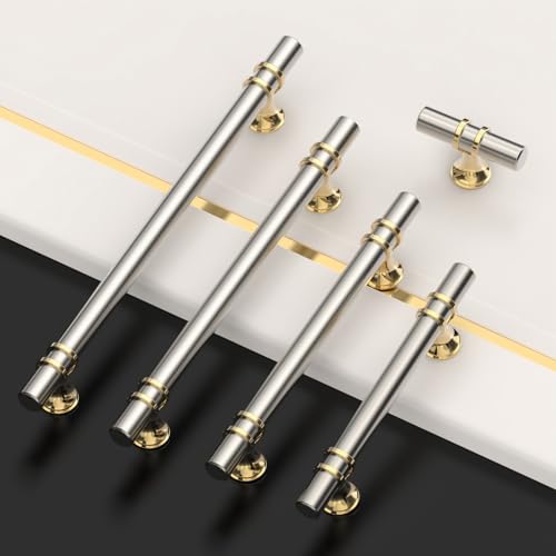 9BUILD 10 Pieces 128MM Nickel Gold Cabinet Handles Kitchen Handles Furniture Zinc Alloy EU0044