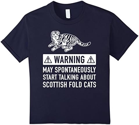Kids Scottish Fold Cat T-shirt Gift Idea 12 Navy