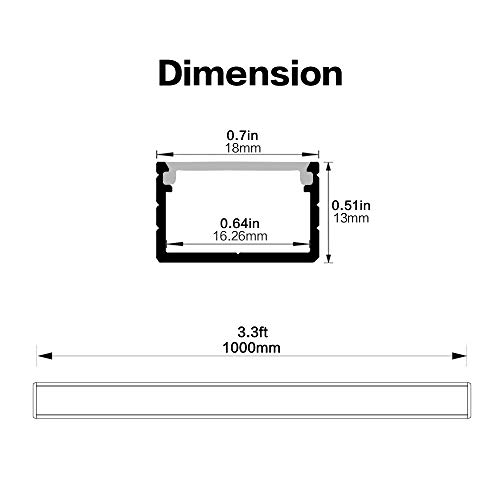 hunhun 10-Pack 3.3ft/1Meter Plus-Size U Shape LED Aluminum Channel System with Milky Cover, End Caps and Mounting Clips, Aluminum Profile for LED Strip Light, Special for Philips Hue Strip