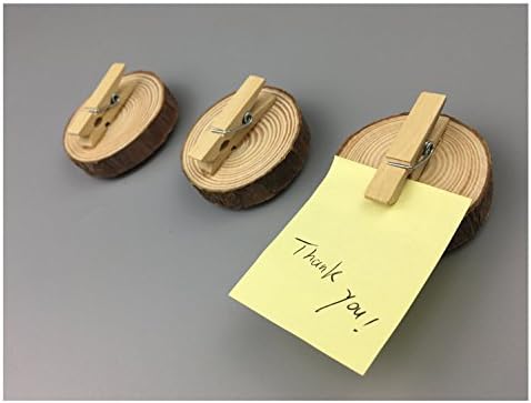 Natural Wood Slice Magnetic Clip 3-PACK, Refrigerator Magnets Clips, Vintage Kitchen Magnet Clip DIYBOTTLE