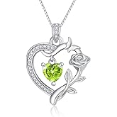 HeartMelody Heart Necklaces for Women Gold,14k 18K White Gold Plated Dainty Rose Butterfly Necklace with Garnet Birthstone Pendant Necklace Everyday Jewelry Birthday Christmas Gifts for Women Mom Her