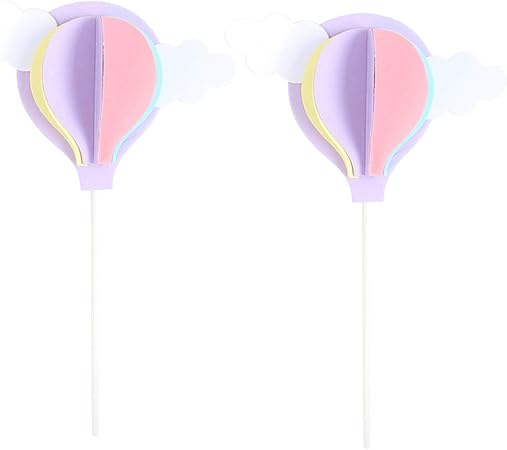 Amazon Com Amosfun 2pcs Hot Air Balloon Cake Cupcake Toppers Cake