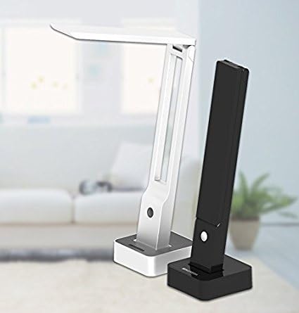 Rechargebale Desk Lamp, Portable ,LED, Li-ion Battery Operated, USB Charged,Ready for Solar Panel Charging, Modern Table Lamp, Cute Design, Multi-function, Foldable, Black, 1 Year Warranty